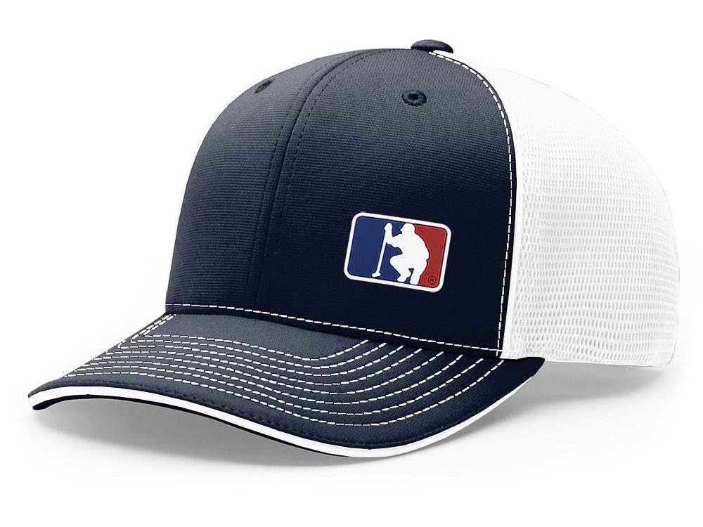 Image of PartTimeGolf Performance Mesh Golf Hat in Navy and White Size (Small/Medium)
